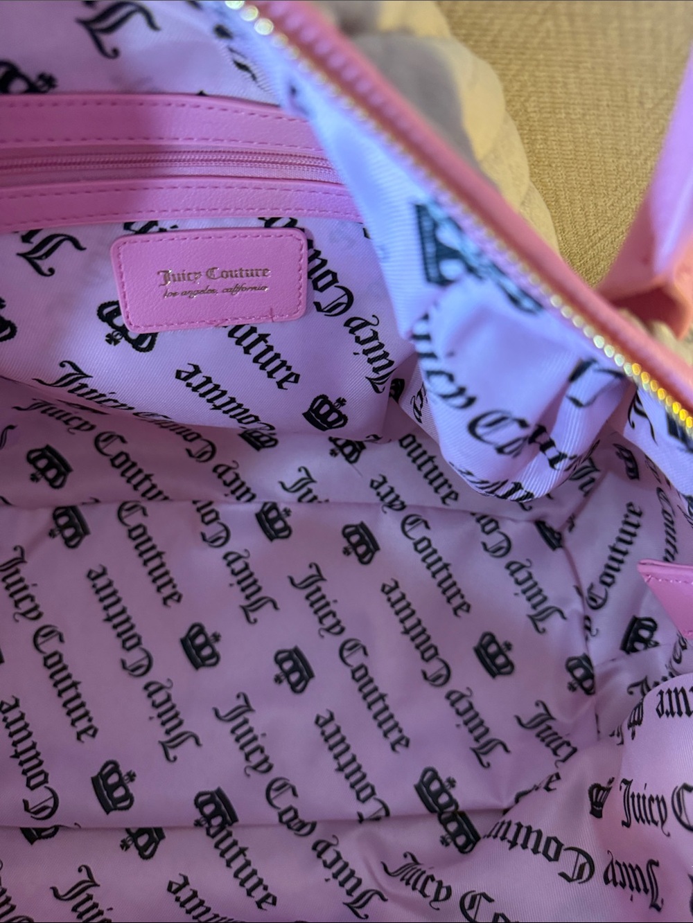 Juicy Couture Pink & Cream Quilted Satchel with Bow Accent - Picture 16 of 16